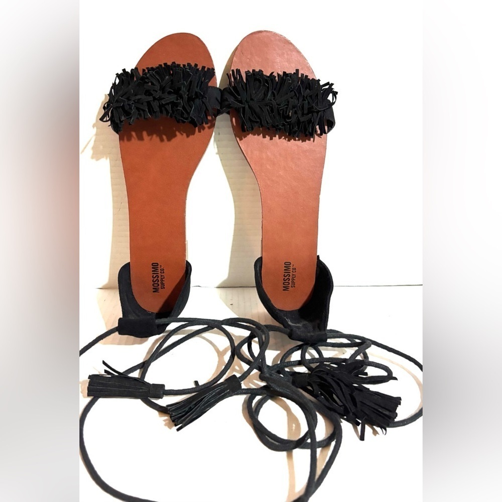 Mossimo Supply Co. Black and Brown Fringe Sandals